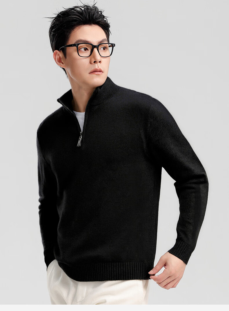 SHANSHANSHANSHAN Men's Wool Sweater Autumn Winter 100% Pure Wool Thickened Warm Base Shirt Red Sweater for Dad's Birth Year 24