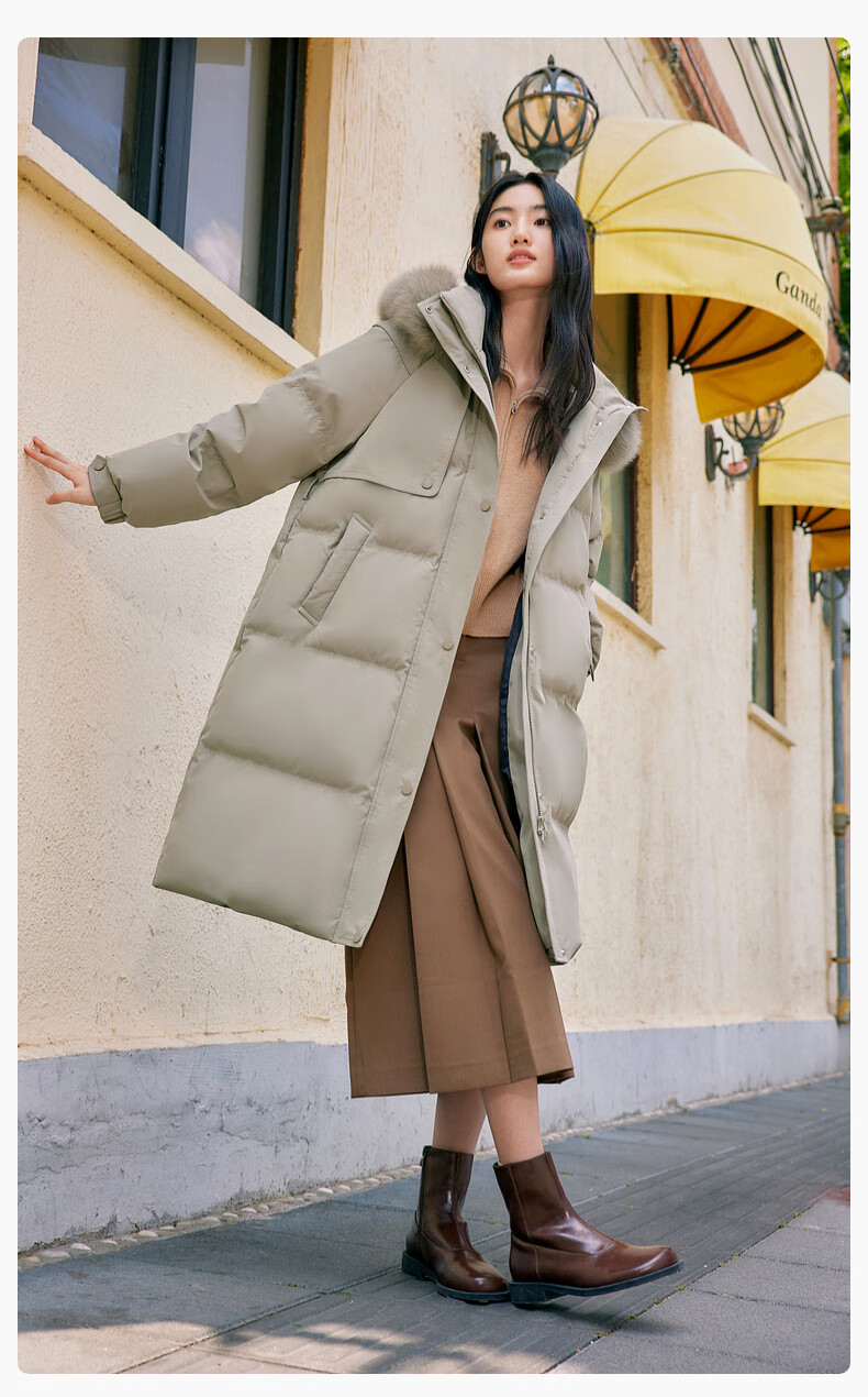 Xuezhongfei 2025 New Women's Mid-Length Cold-Resistant Down Jacket Windproof Warm Slim Hooded Coat with Large Fur Collar 12