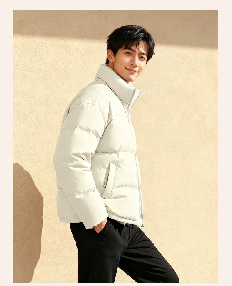 Baleno Men's Autumn Winter Stand Collar Cotton Padded Jacket Loose Warm Casual Bread Jacket Cold-Resistant Coat 4