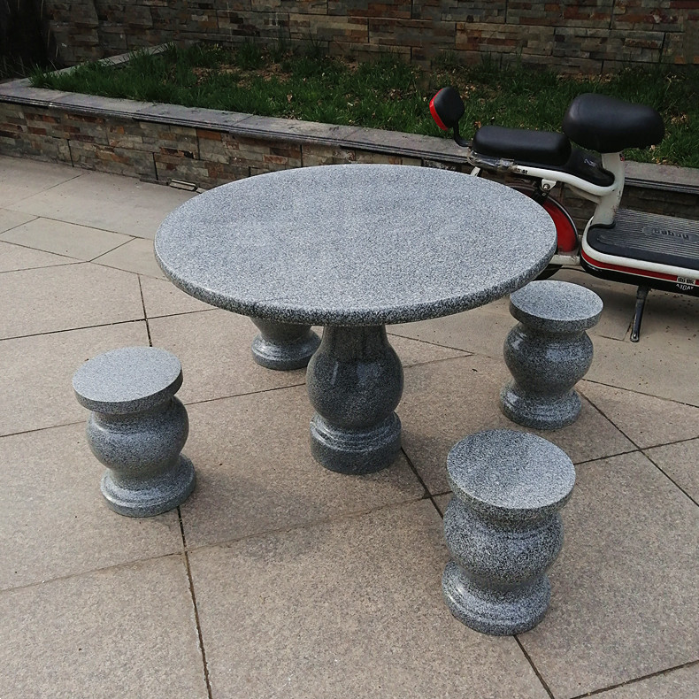 家用户外庭院别墅花园天然大理石花岗岩青石圆桌椅石桌子四季花开100