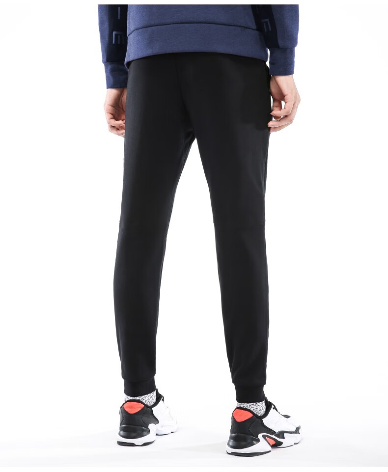 鸿星尔克(erke) 运动裤男春夏季男士黑色梭织长裤青少年收口小脚裤子