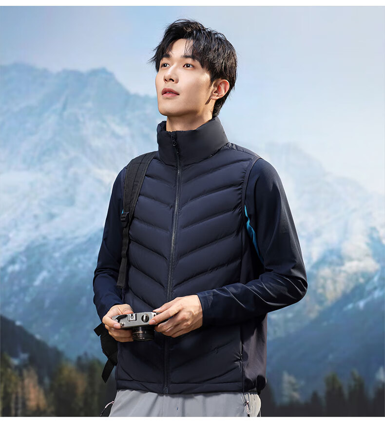 YAYA Rib Bone Down Jacket Men Stand Collar Solid Color Winter Warm Lightweight Down Vest Coat Unisex Couple Sleeveless Jacket 18