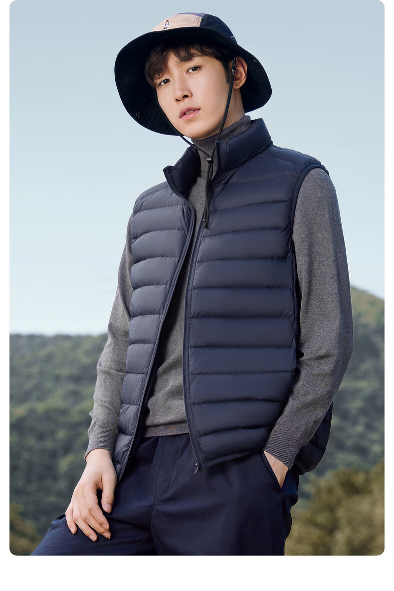 YAYA Rib Bone Down Jacket Men Stand Collar Solid Color Winter Warm Lightweight Down Vest Coat Unisex Couple Sleeveless Jacket 9