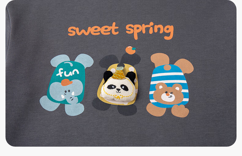 Dudu Baby Cartoon Hoodie Spring Children's Top New Boys Girls Fashionable Spring Trendy Cloud Mist Gray 130 23