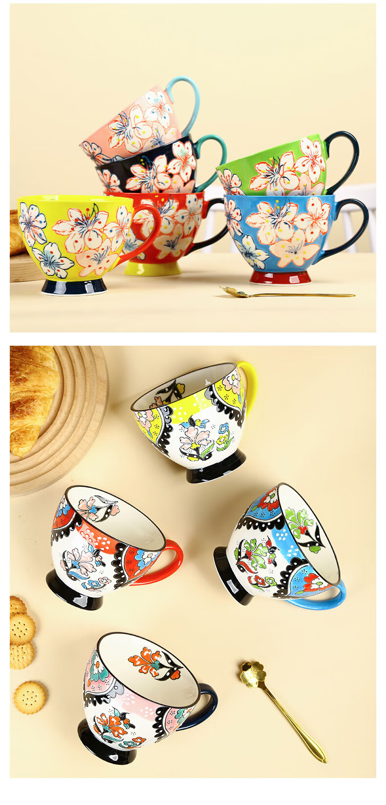 嘉兰陶瓷早餐燕麦杯大容量高颜值可爱的水杯女微波炉牛奶咖啡马克杯子