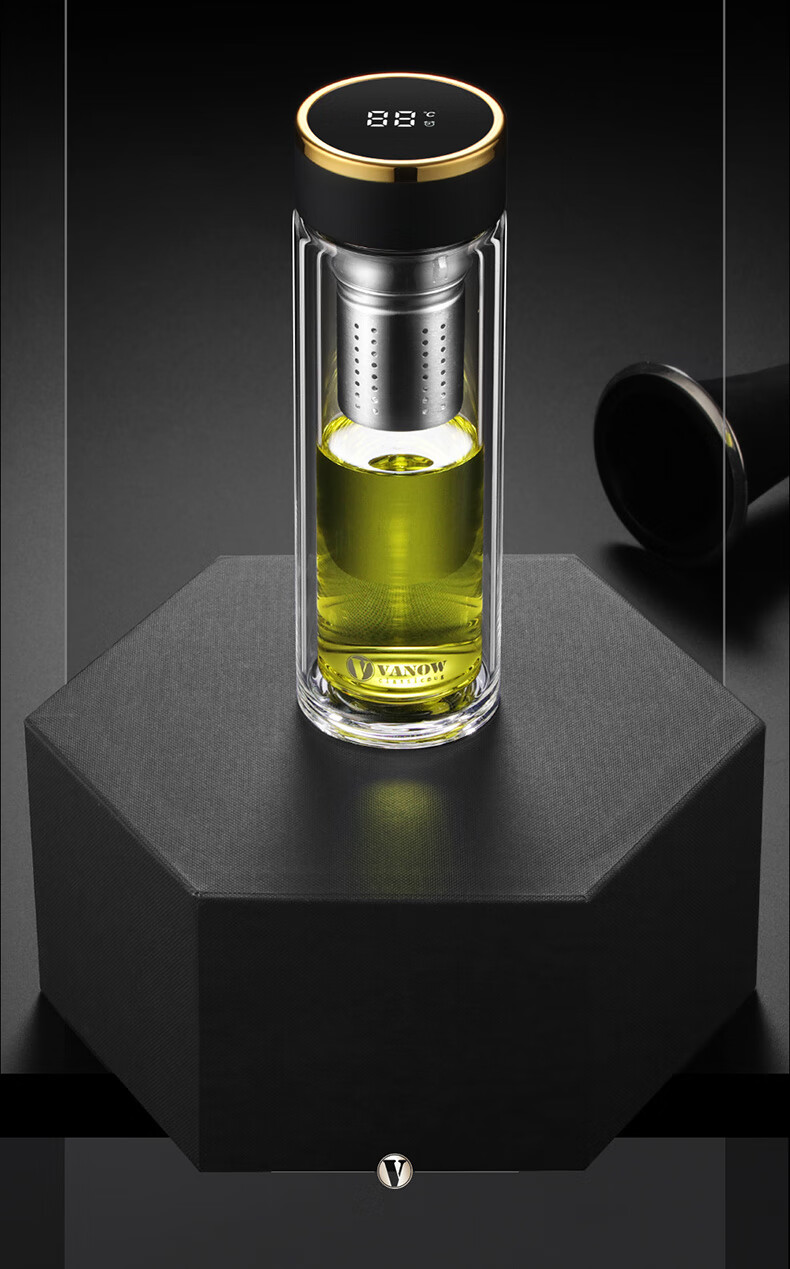 希乐(cille) 英国vanow高档茶水分离双层玻璃杯茶杯个人专用隔热泡茶