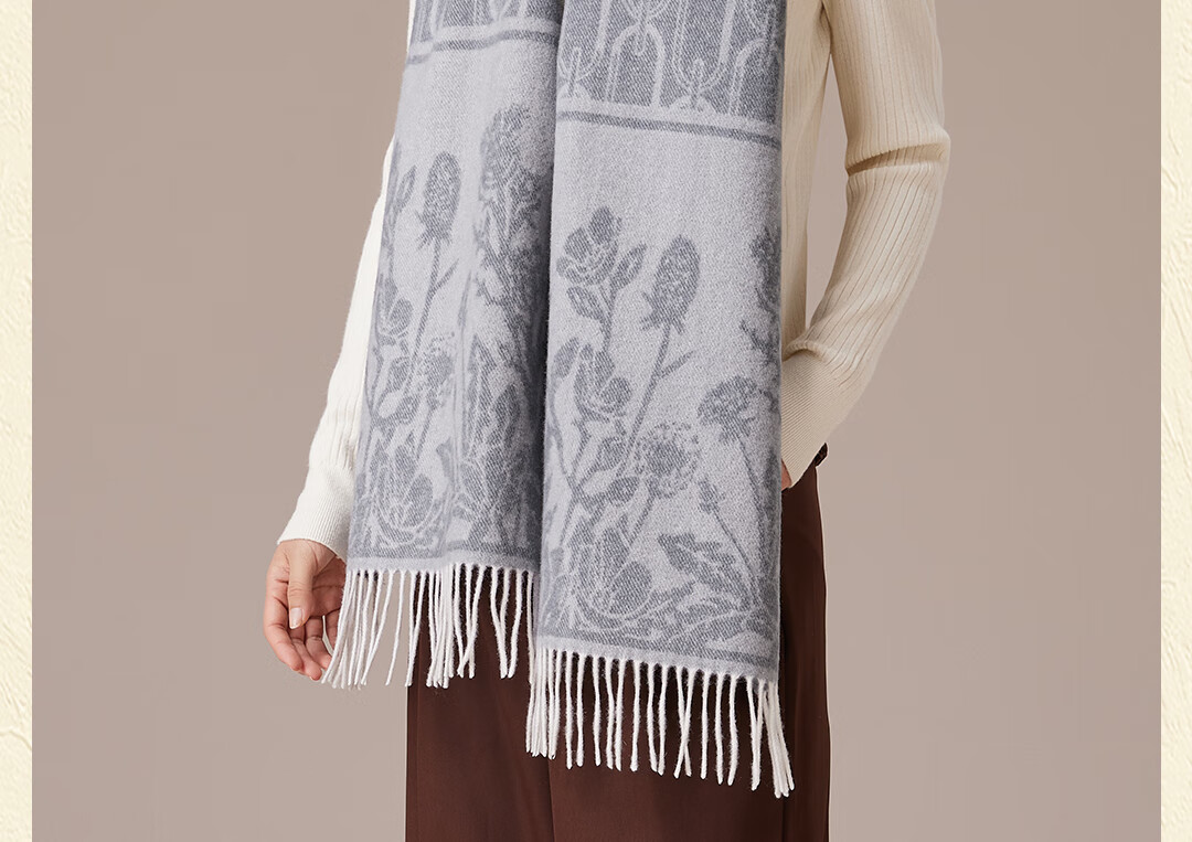Shanghai Story Pure Wool Scarf for Women Autumn Winter High-End Shawl Plaid Gift Box for Girlfriend Mother New Year Birthday Gift 11