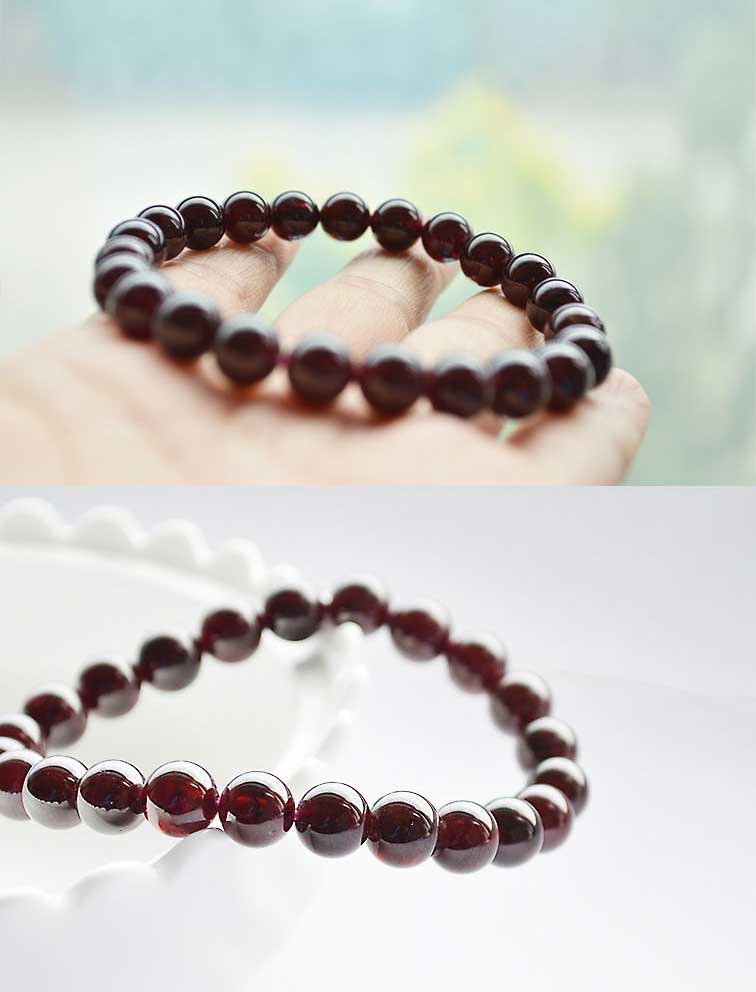 七夕石榴石散珠子天然酒红石榴石手串女散珠串珠diy单圈手链女款水晶