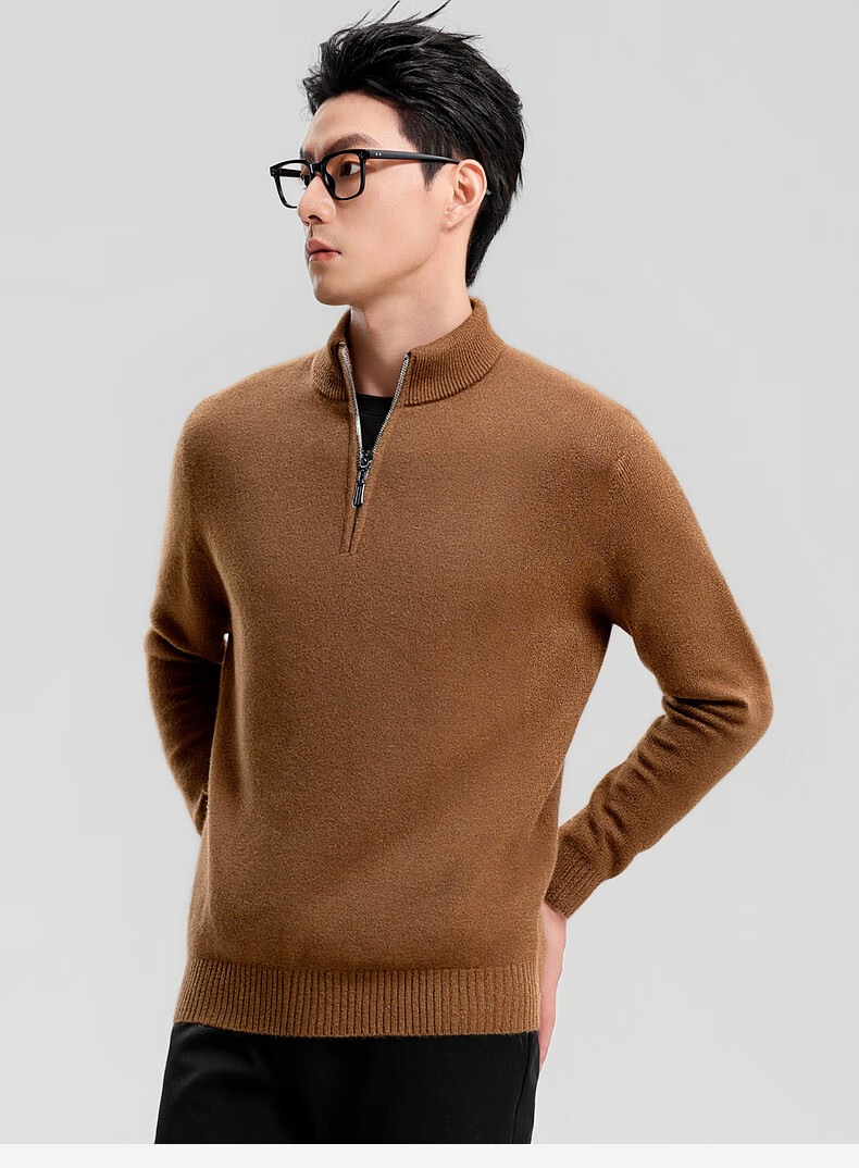 SHANSHANSHANSHAN Men's Wool Sweater Autumn Winter 100% Pure Wool Thickened Warm Base Shirt Red Sweater for Dad's Birth Year 15