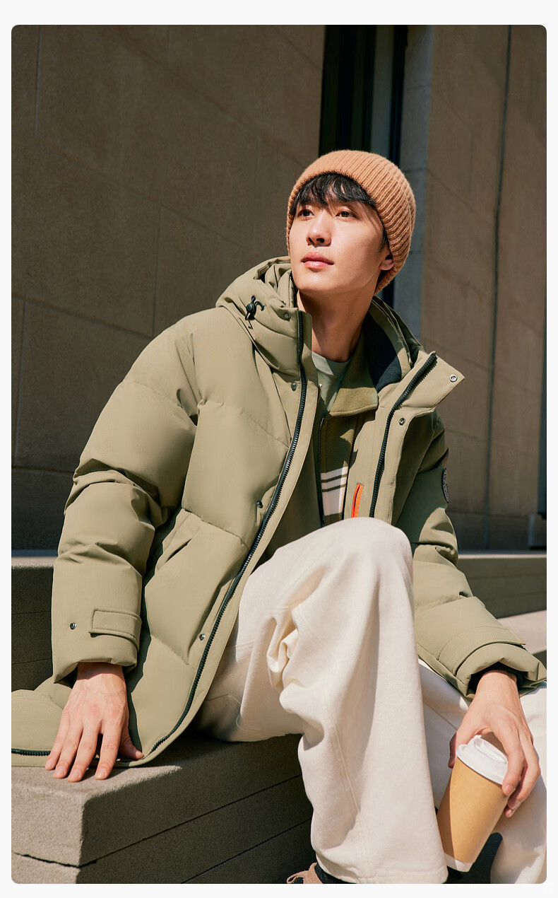 Snow Flying 2025 New Men's Mid-Length Simple Business Casual Hooded Down Jacket Straight Slim Thick Warm 39