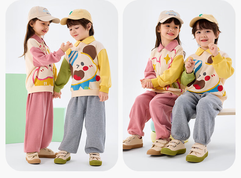 Dudu Kids Cartoon Spring Outfit Boys Sweatshirt and Pants Girls Two-Piece Set Top and Long Pants Green Size 80 7