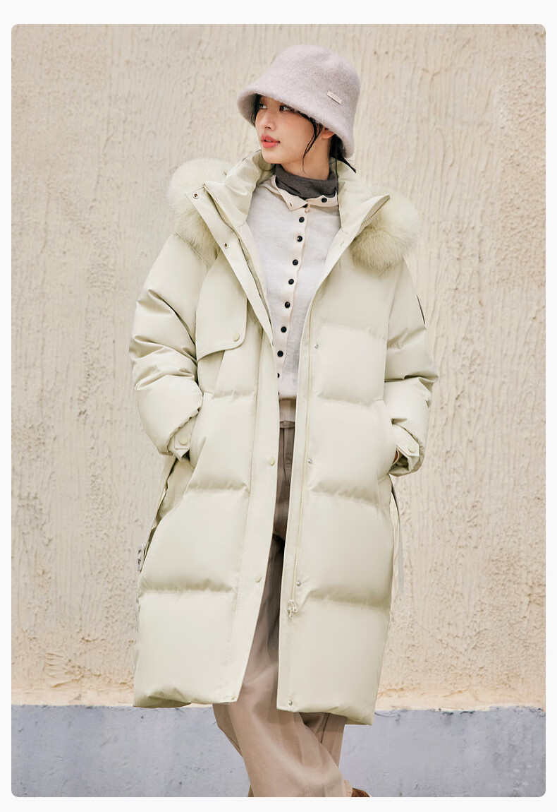 Xuezhongfei 2025 New Women's Mid-Length Cold-Resistant Down Jacket Windproof Warm Slim Hooded Coat with Large Fur Collar 9