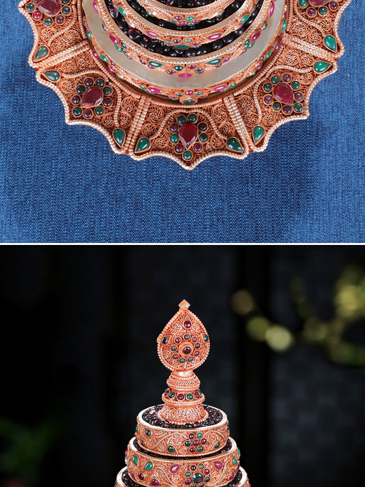 京选好货曼扎盘尼泊尔手工掐丝曼达盘藏式曼茶罗供曼扎修盘全套105cm