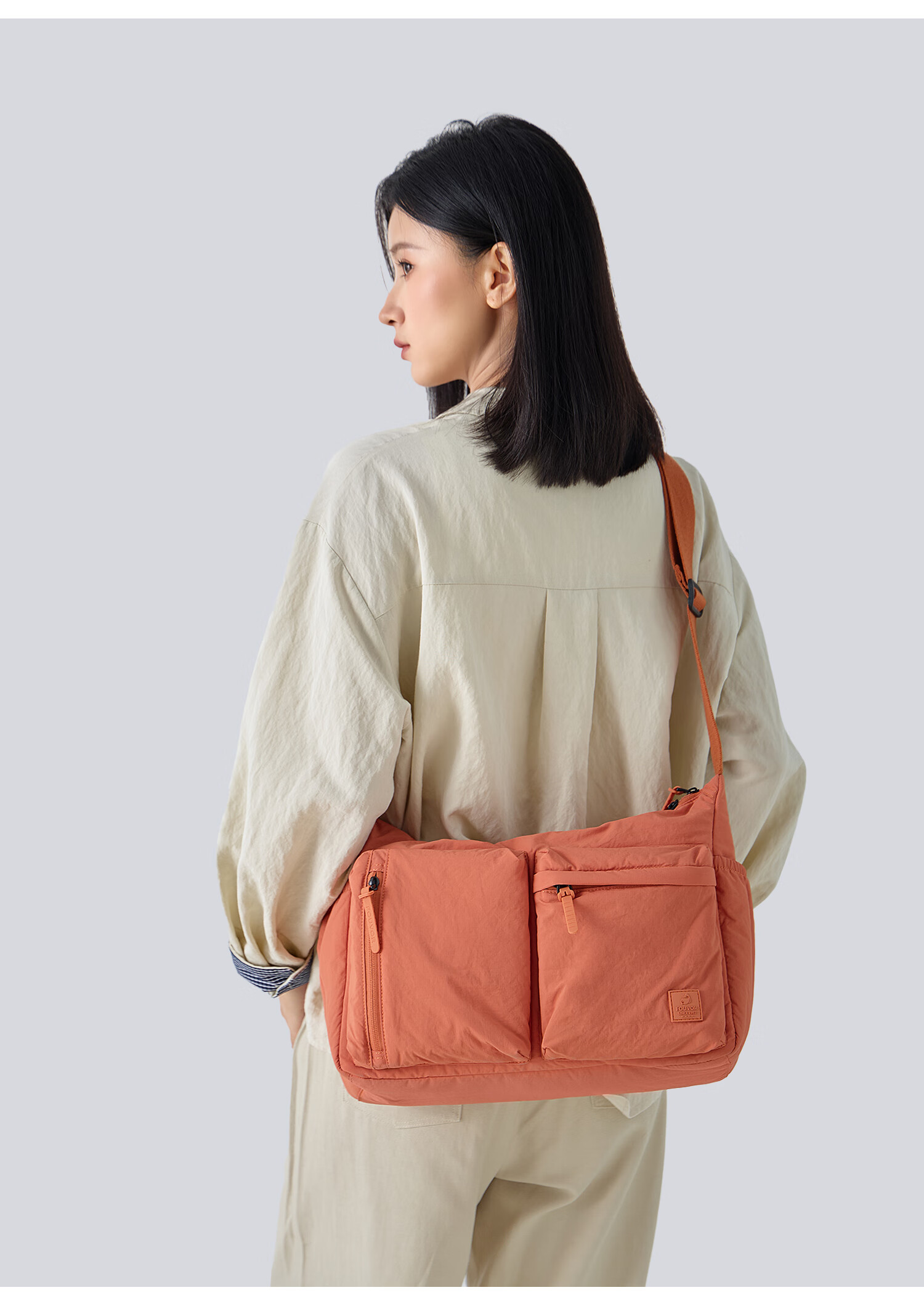 FOUVOR Fox Fashion Crossbody Bag for Women Multi-Pocket Shoulder Bag Large Capacity Lightweight Versatile Oxford Cloth Bag Orange 13