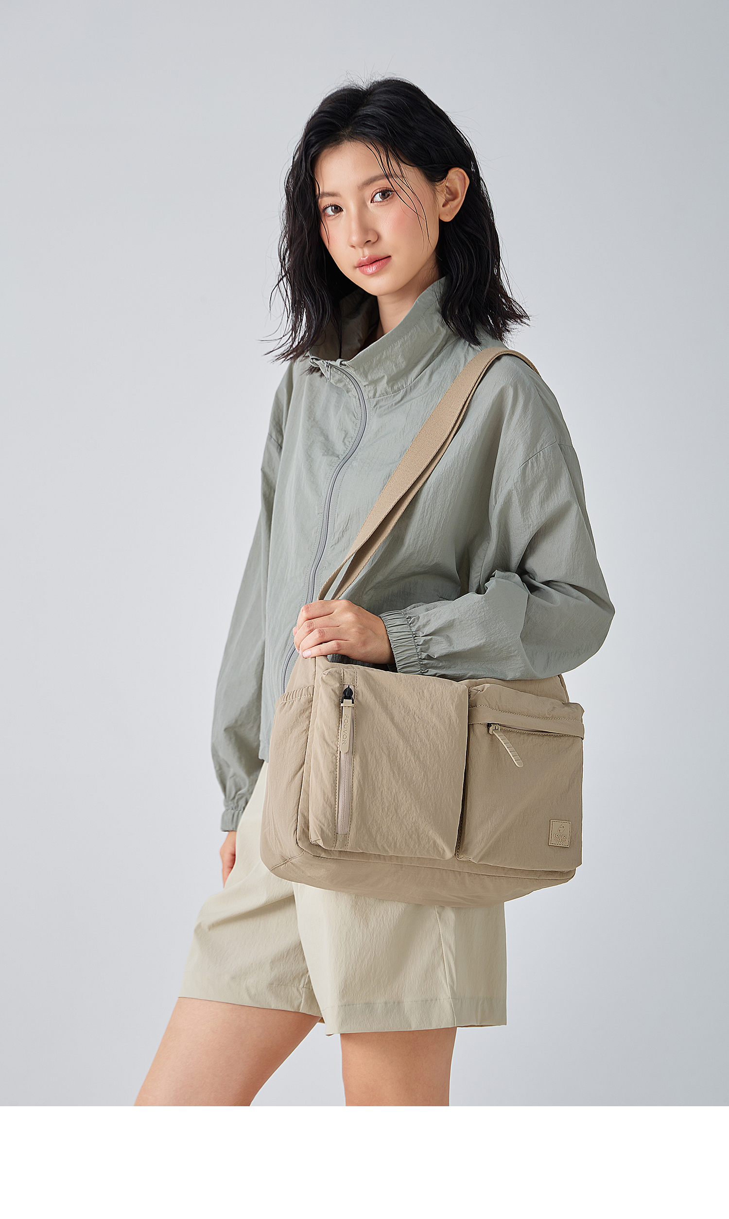 FOUVOR Fox Fashion Crossbody Bag for Women Multi-Pocket Shoulder Bag Large Capacity Lightweight Versatile Oxford Cloth Bag Orange 16