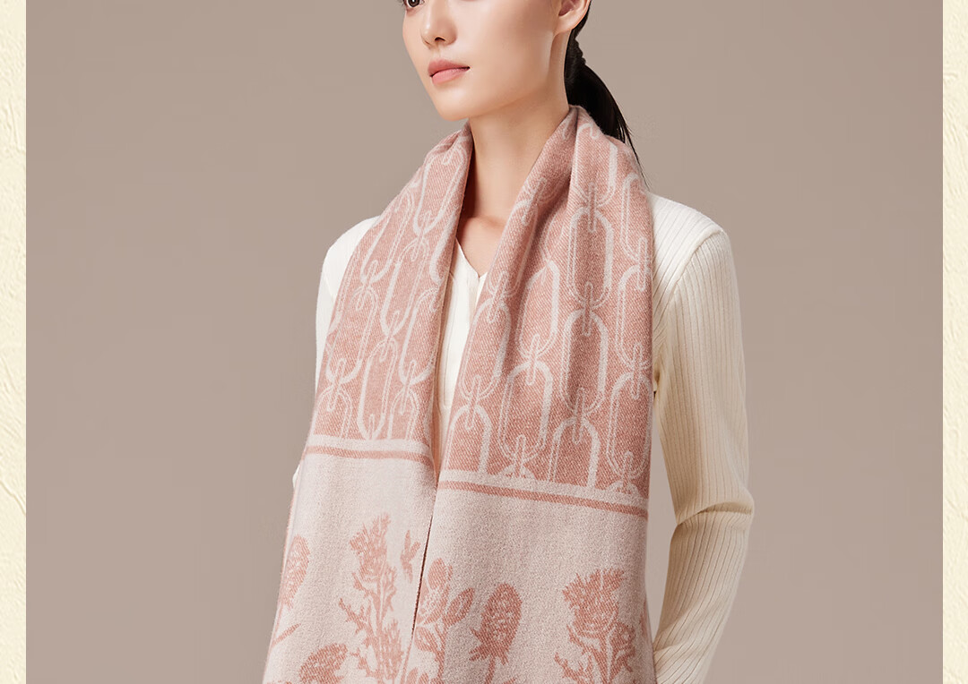 Shanghai Story Pure Wool Scarf for Women Autumn Winter High-End Shawl Plaid Gift Box for Girlfriend Mother New Year Birthday Gift 4