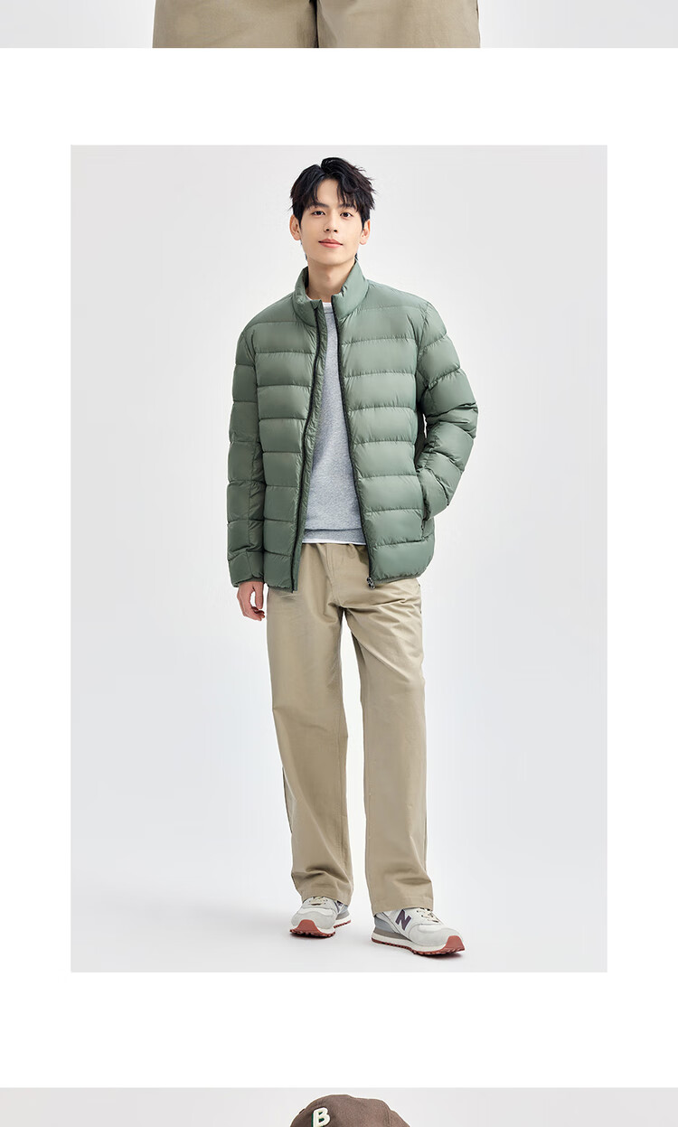 Giordano Men's New Three-Proof Down Jacket Outdoor Zipper Pocket Stand Collar Lightweight Warm Down Coat 01074712 14