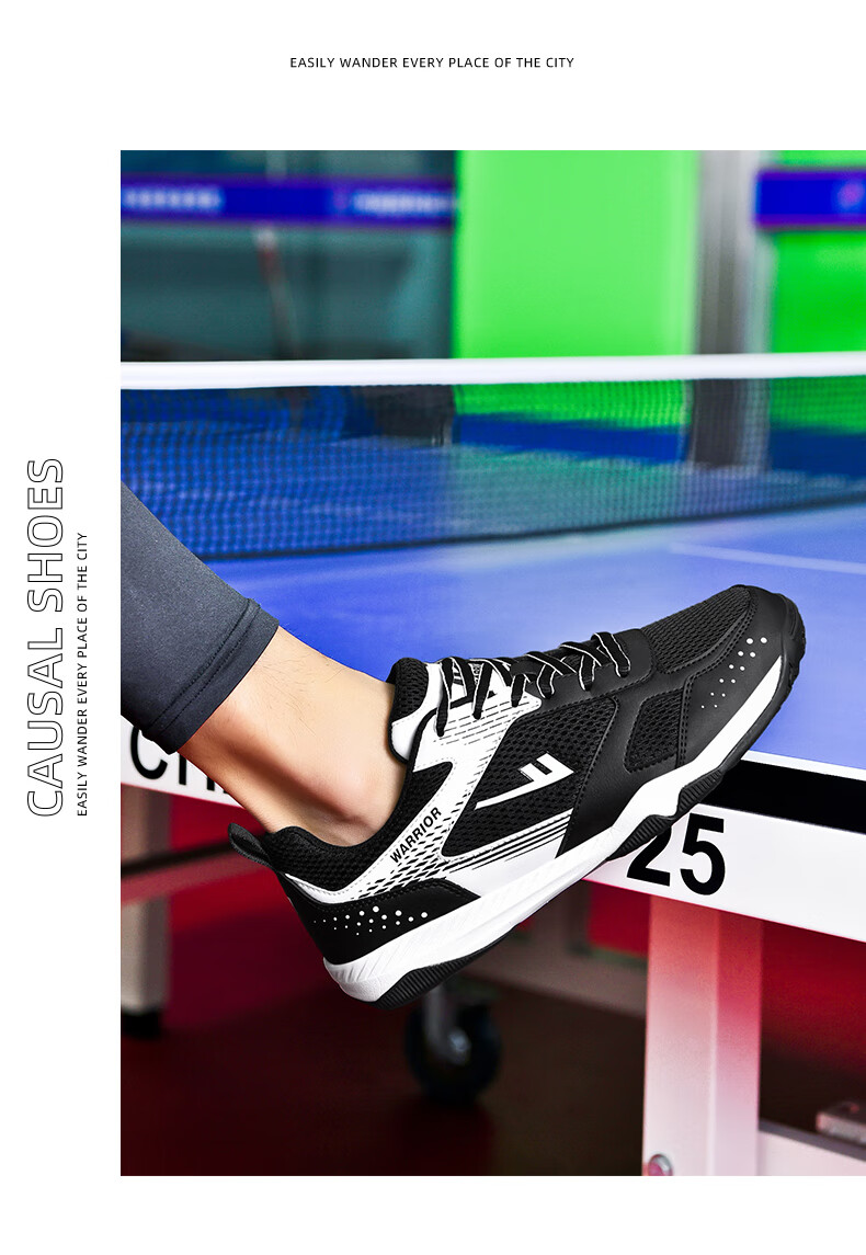 Warrior WXY-181 Table Tennis Shoes Professional Breathable Non-Slip Unisex Parent-Child Style White Black Red Size 39 34