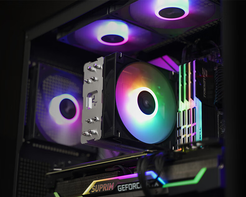 九州风神玄冰400幻彩v5c散热器铜管i5i7多平台智能温控风扇 玄冰400