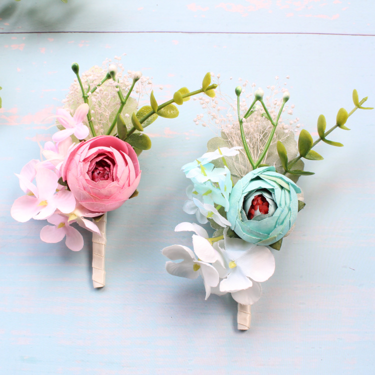 欧式婚礼新娘新郎满天星伴娘伴郎手腕花姐妹团胸花结婚用品手花 紫色