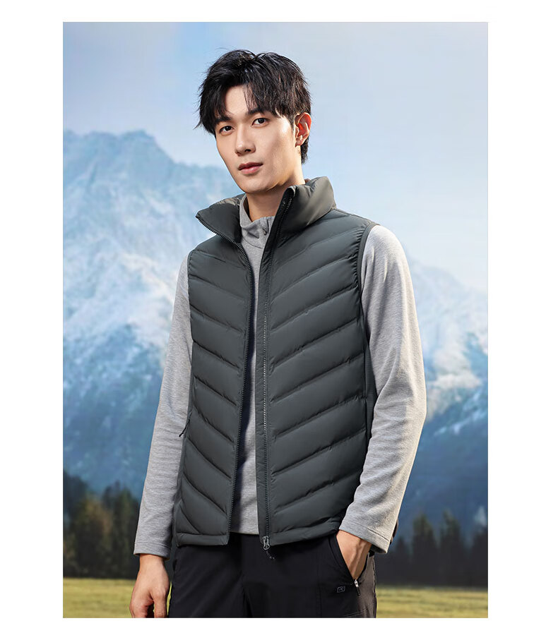 YAYA Rib Bone Down Jacket Men Stand Collar Solid Color Winter Warm Lightweight Down Vest Coat Unisex Couple Sleeveless Jacket 11
