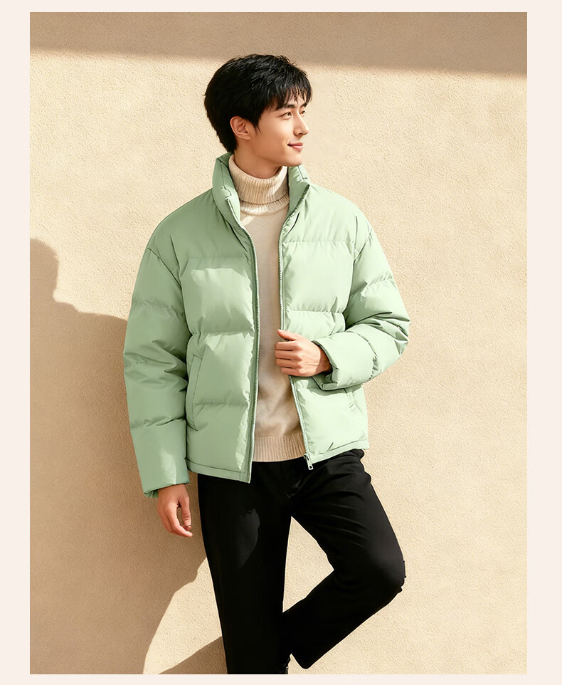Baleno Men's Autumn Winter Stand Collar Cotton Padded Jacket Loose Warm Casual Bread Jacket Cold-Resistant Coat 5