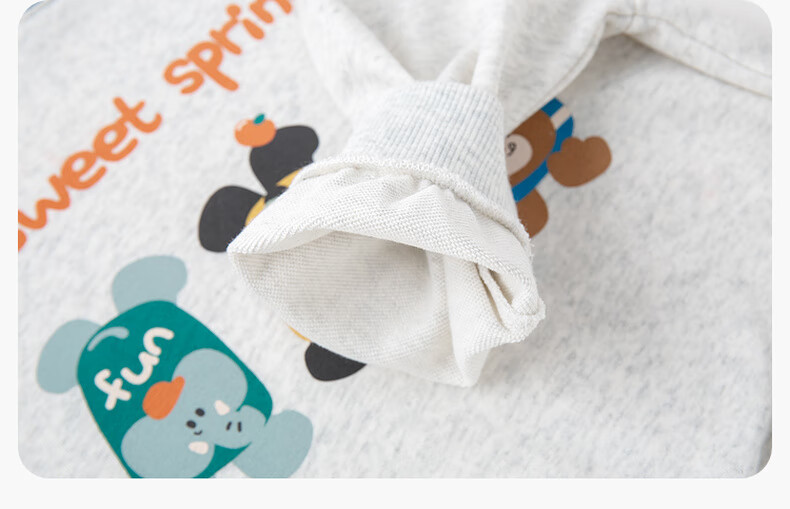 Dudu Baby Cartoon Hoodie Spring Children's Top New Boys Girls Fashionable Spring Trendy Cloud Mist Gray 130 11