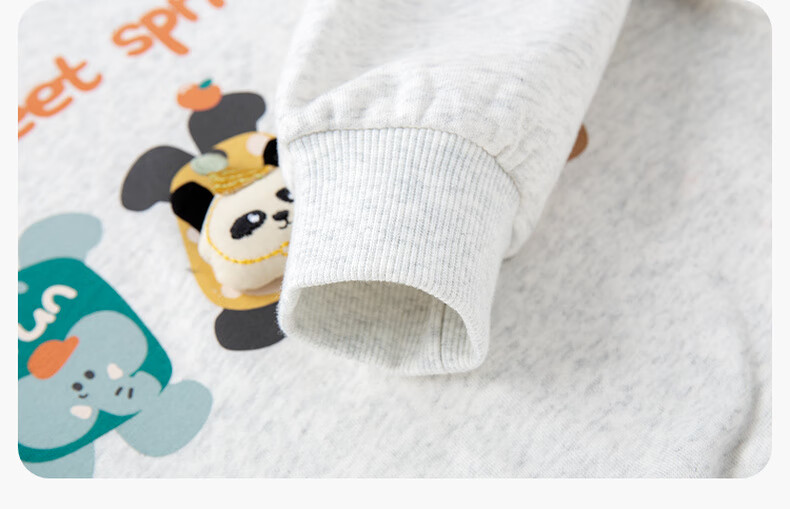 Dudu Baby Cartoon Hoodie Spring Children's Top New Boys Girls Fashionable Spring Trendy Cloud Mist Gray 130 10