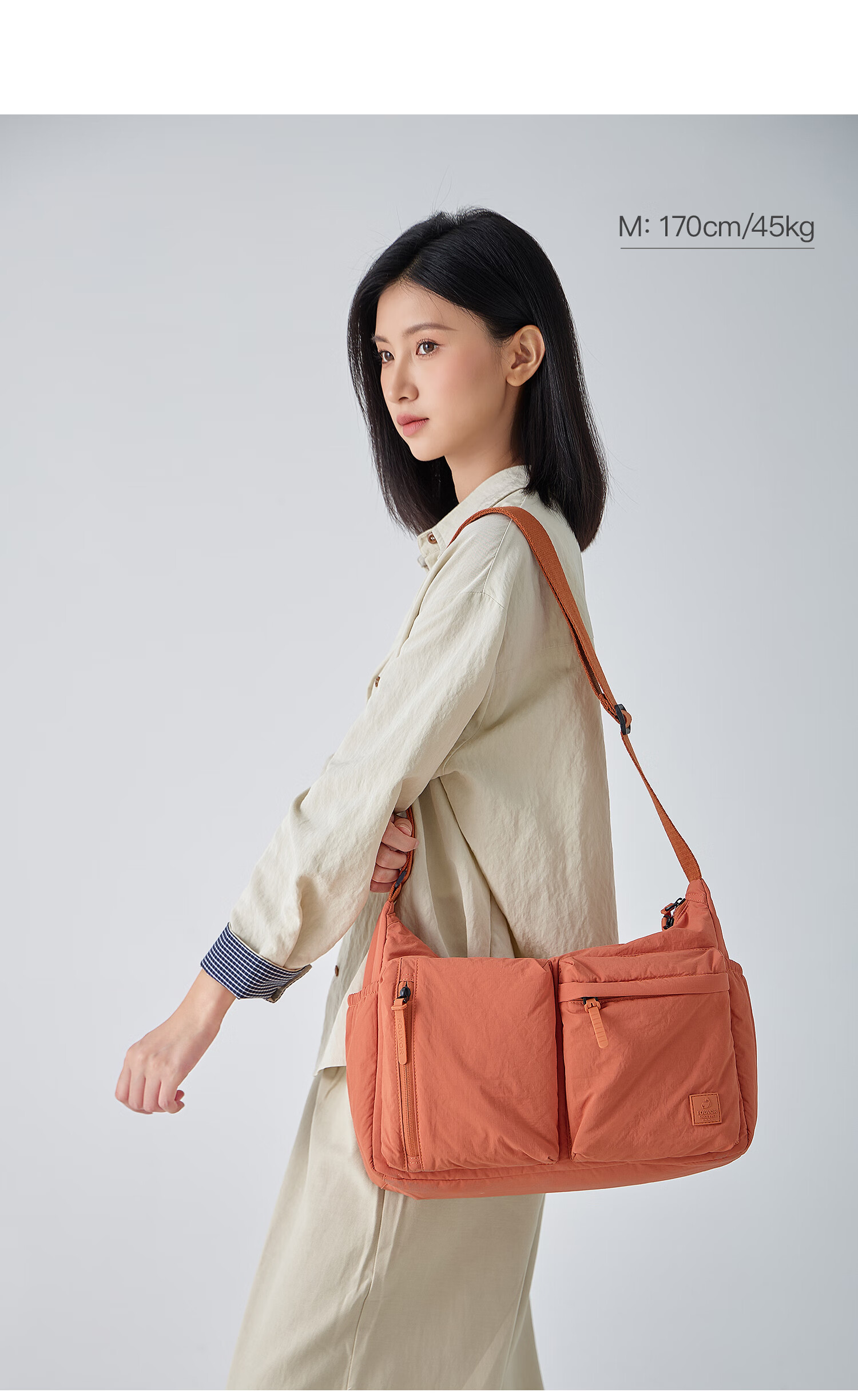 FOUVOR Fox Fashion Crossbody Bag for Women Multi-Pocket Shoulder Bag Large Capacity Lightweight Versatile Oxford Cloth Bag Orange 12