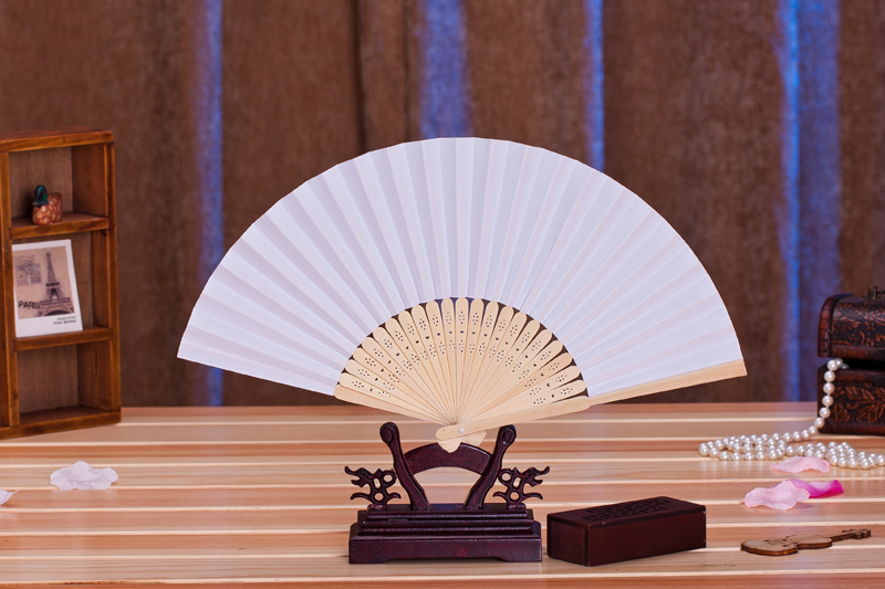 7寸8寸10寸中国风题字书法白纸绢扇折扇宣纸扇空白扇子定制刻礼品