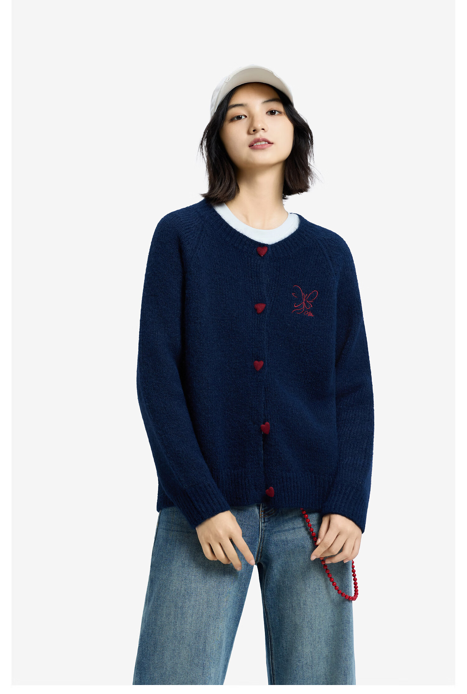 Meters Bonwe Women's Sweater 2025 Winter New Casual Color-Block Button Cardigan Soft Comfortable Top 12