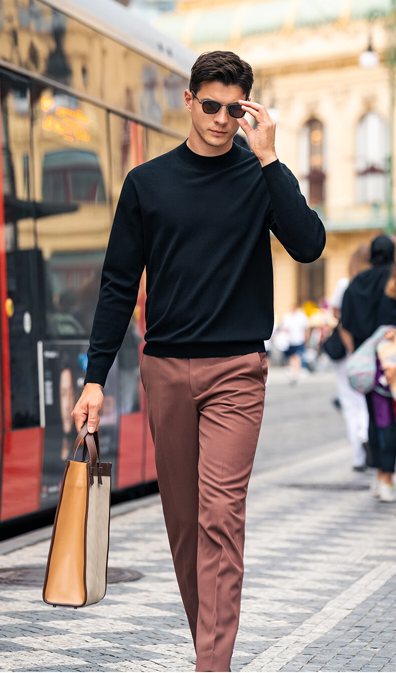 Mr.Bu Half Turtleneck Machine Washable Wool Sweater Solid Color Long Sleeve Men's Basic Shirt Deep Sea Blue 2XL (185) 2