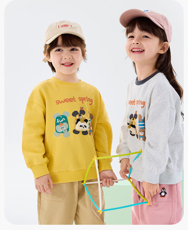 Dudu Baby Cartoon Hoodie Spring Children's Top New Boys Girls Fashionable Spring Trendy Cloud Mist Gray 130 7