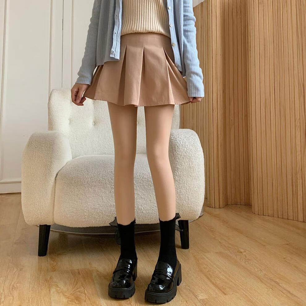 迷你图图光腿神器秋冬季加绒加厚压力裤女士保暖裤肉色打底裤外穿棉裤