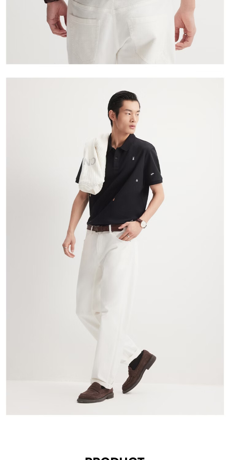 JACK&JONES Men's Spring Polo Shirt Two-Button Polo Collar Full Print Comfortable Trendy Short Sleeve 226106012 13
