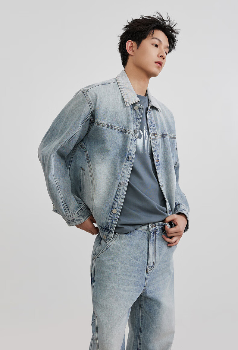 CABBEEN Vintage Blue Denim Jacket Men Fashion Urban 2026 Spring Structured Stylish Denim Jacket 2