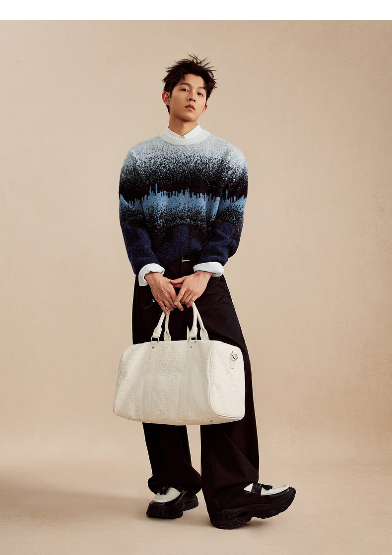 CABBEEN Mohair and Wool Blend Geometric Pattern Gradient Soft Fluffy Long Sleeve Sweater Spring 2026 16