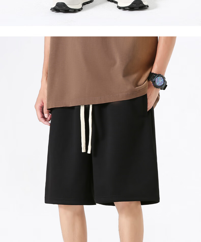 VANCL Men's Loose Breathable Summer Sports Shorts Large Size Heavyweight Casual Five-Point Pants Black L 17
