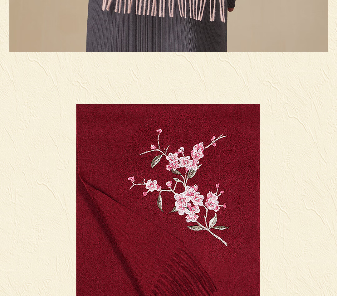 Shanghai Story Pure Wool Extended Embroidered Scarf Women's Shawl Gift for Mom Birthday Present Gift Box Warm Neck Warmer for Women 6