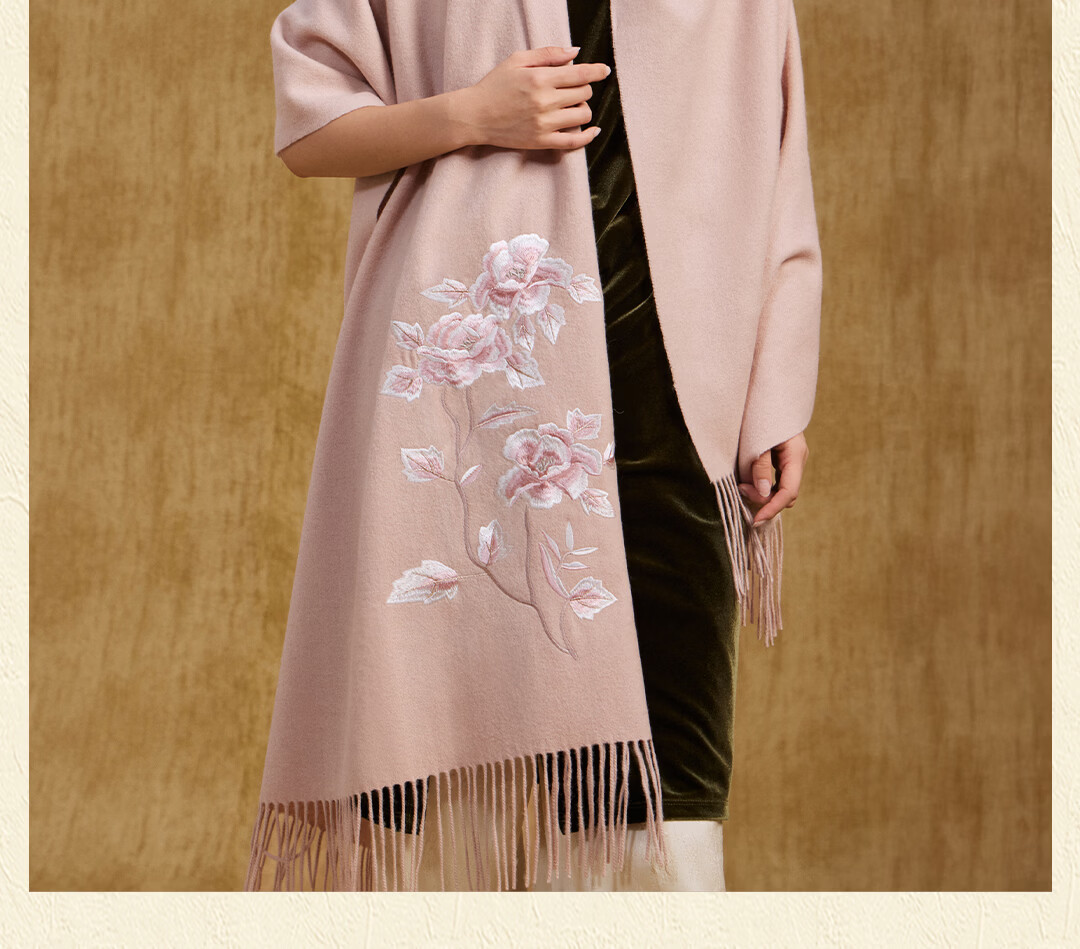 Shanghai Story Red Wool Embroidered Large Shawl Scarf New Year Birthday Gift for Elders Mom Zodiac Year of the Horse Women 18
