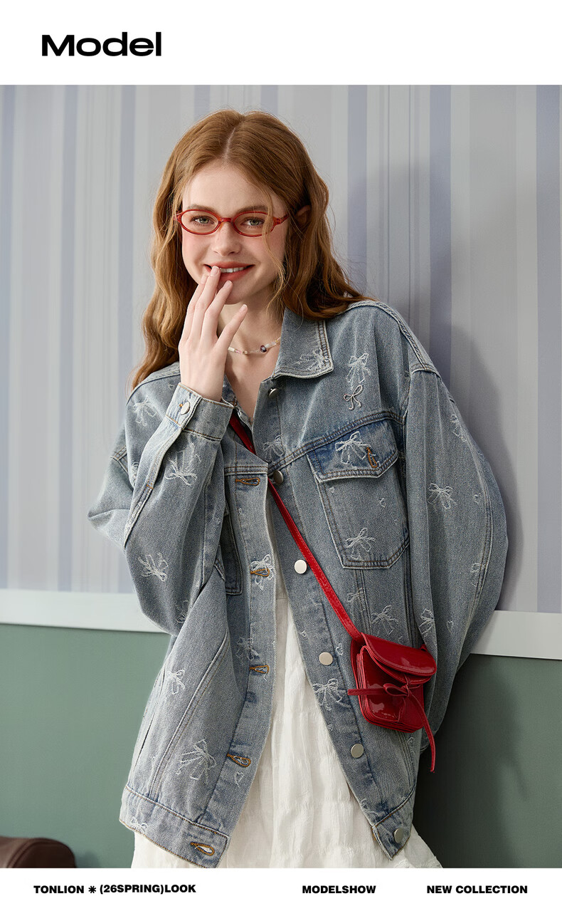 TonLion 2025 Autumn Women's All-Over Print Denim Jacket 5