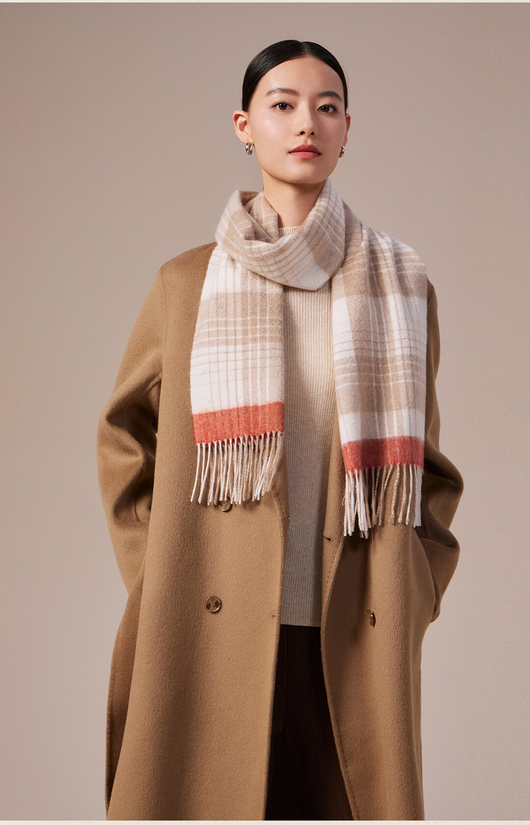 Shanghai Story Autumn Winter 100% Cashmere Scarf Thickened Plaid Neck Warmer New Year Birthday Gift for Women Girlfriend Gift 12