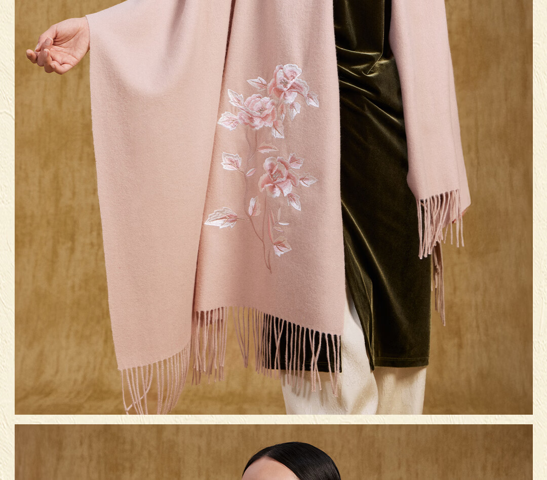 Shanghai Story Red Wool Embroidered Large Shawl Scarf New Year Birthday Gift for Elders Mom Zodiac Year of the Horse Women 15