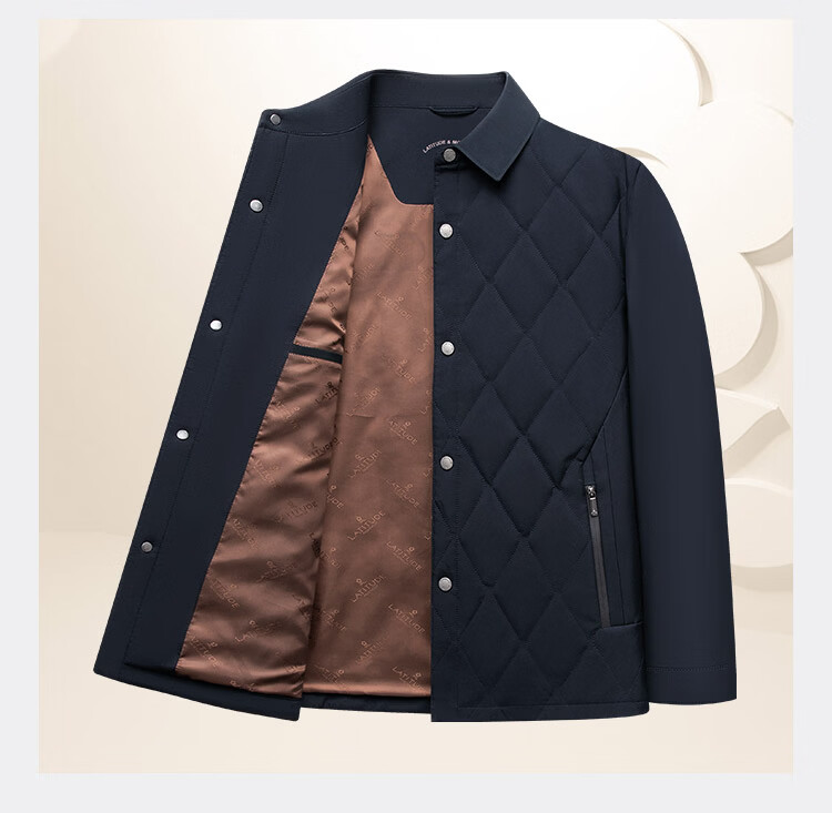 MONTAGUT Men's Cotton Padded Jacket Winter Lapel Quilted Daily Commuter Coat Navy Blue Size 56 9