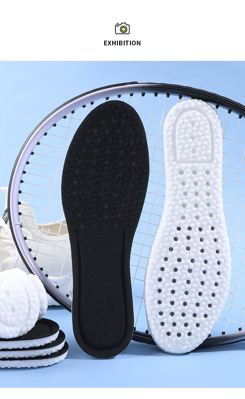 Bonnie Family 2-Pair Men's High-Elastic Shock-Absorbing Antibacterial Deodorizing Sports Insoles for Long Standing Military Training Summer Use 12