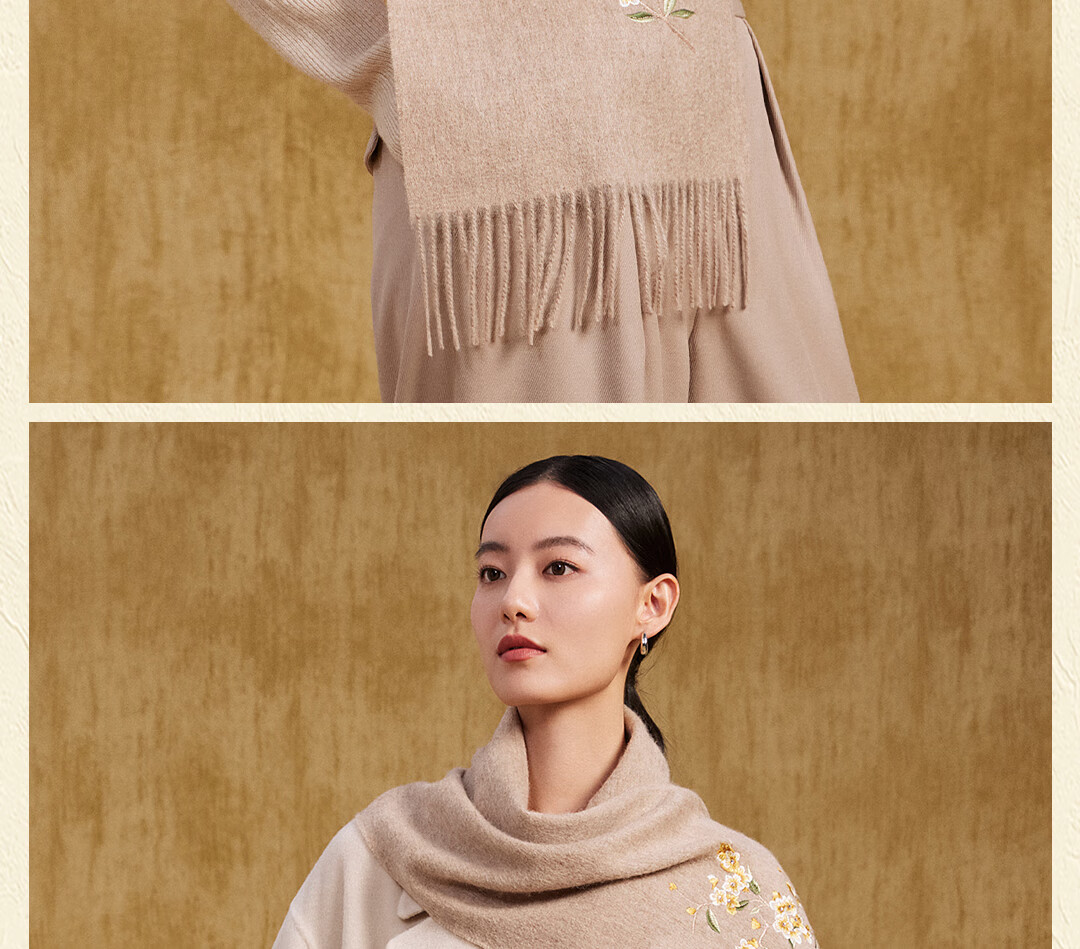 Shanghai Story Pure Wool Extended Embroidered Scarf Women's Shawl Gift for Mom Birthday Present Gift Box Warm Neck Warmer for Women 19