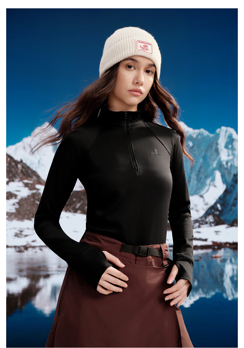 Biyinlefen [Sun Protection Quick-Dry] Women's Top for Spring And Autumn, Casual Outdoor Sports Style, Moisture-Wicking Comfortable Stand-Collar Long-Sleeve T-Shirt 2