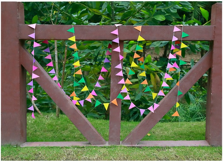 吉悠贝 彩色三角形装饰拉花小挂旗纸串彩旗生日聚会派对幼儿园教室