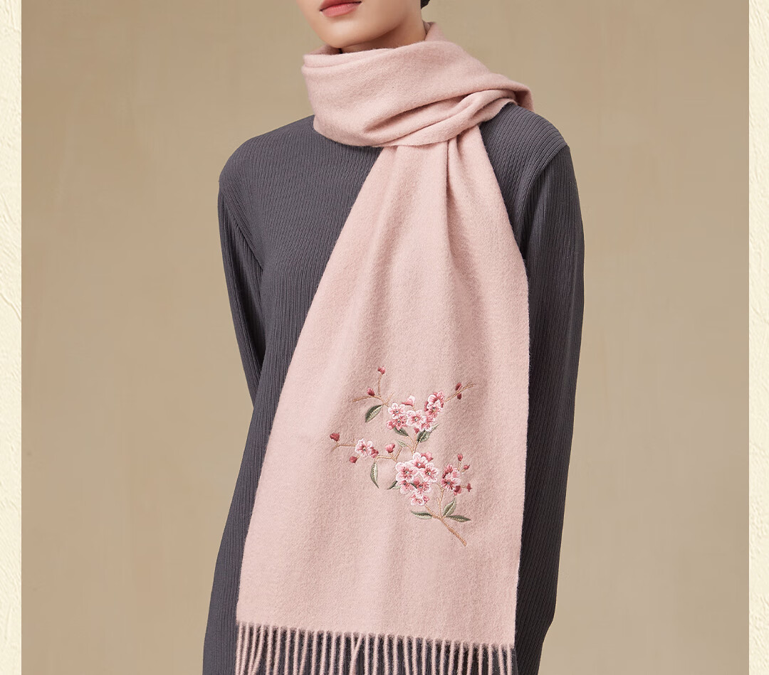 Shanghai Story Pure Wool Extended Embroidered Scarf Women's Shawl Gift for Mom Birthday Present Gift Box Warm Neck Warmer for Women 5
