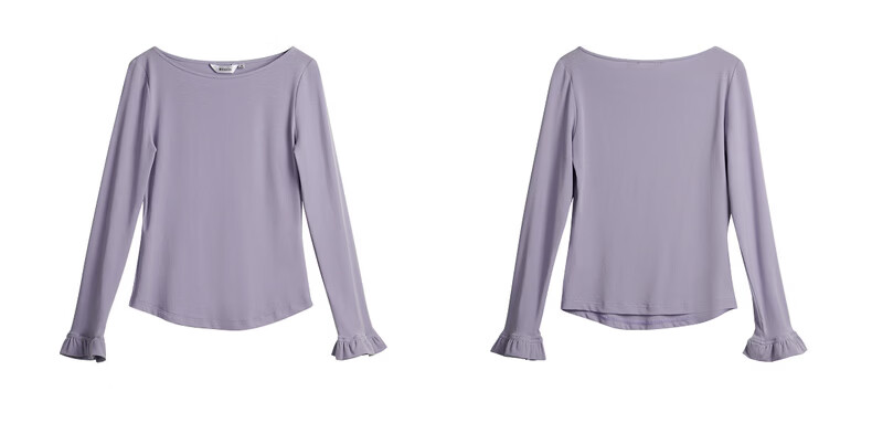 Olrain Eurielle French Style Off-Shoulder Top Women's Spring New Ruffled Slim Fit Long Sleeve T-Shirt Purple L 8